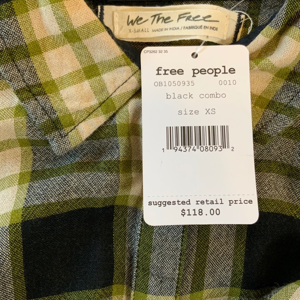 Free People We The Free Pacific Dawn Plaid Peplum Snap Buttonwdown - Picture 8 of 16